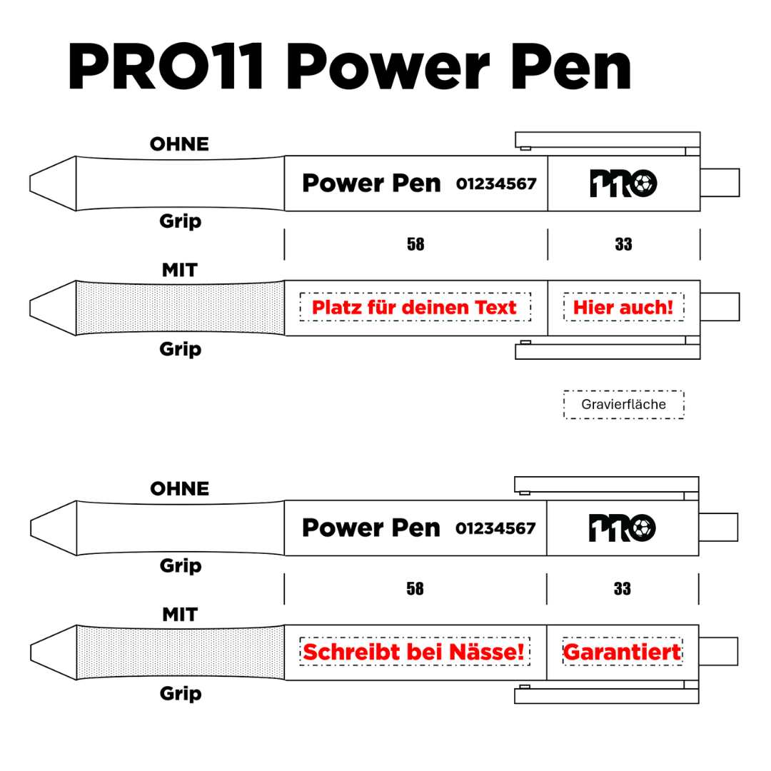 PRO11 Power Pen - Allwetter-Kugelschreiber (mit/ohne Gravur)