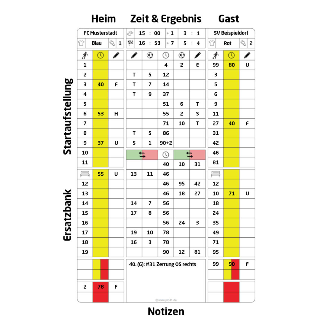 PRO11 Fußball Schiedsrichter SR Spielnotizkarte (Test-Kit)